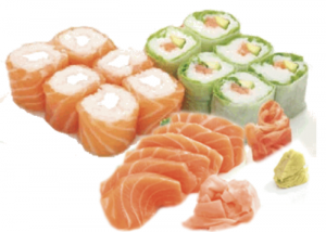 [J11] 6 sashimi saumon, 6 printemps saumon avocat, 6 saumon roll