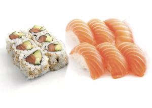 [J06] 6 sushi saumon, 6 california saumon avocat